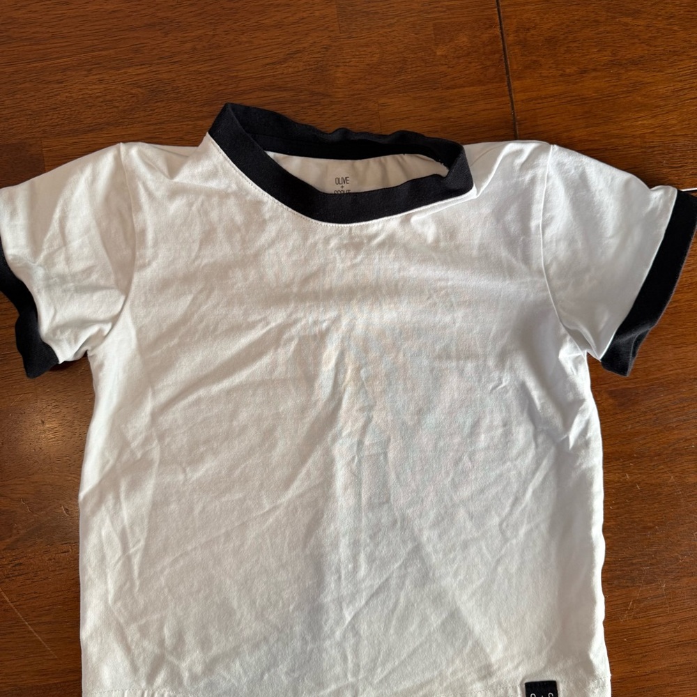 Olive + Scout -  White and Black Kids T-Shirt- 3T